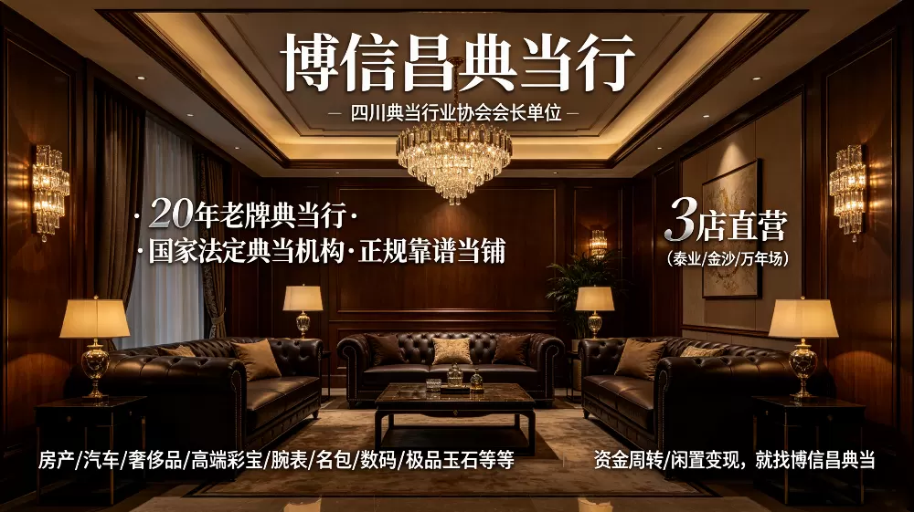 2026年成都正规典当：短期资金周转，认准这家19年老店本土合规标杆